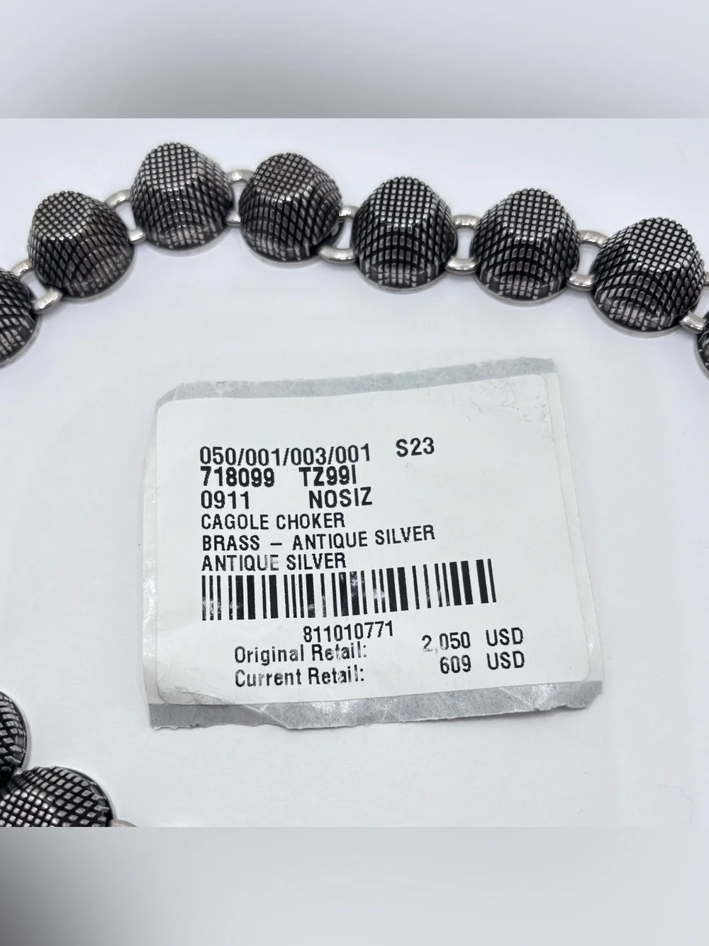 Balenciaga Silver Cagole Choker Necklace